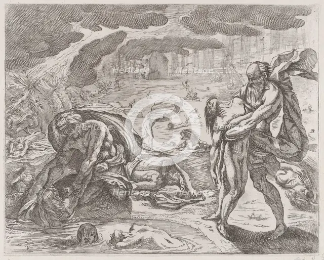 The deluge, figures being pulled from the water, ca. 1640-42. Creator: Pietro Testa.