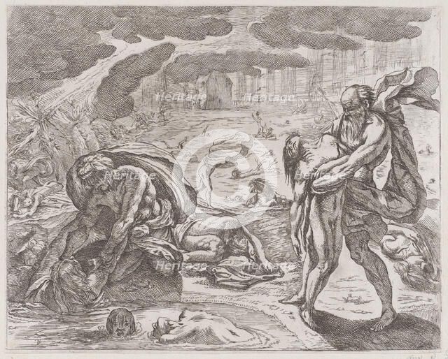 The deluge, figures being pulled from the water, ca. 1640-42. Creator: Pietro Testa.