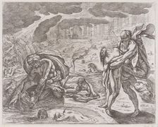 The deluge, figures being pulled from the water, ca. 1640-42. Creator: Pietro Testa