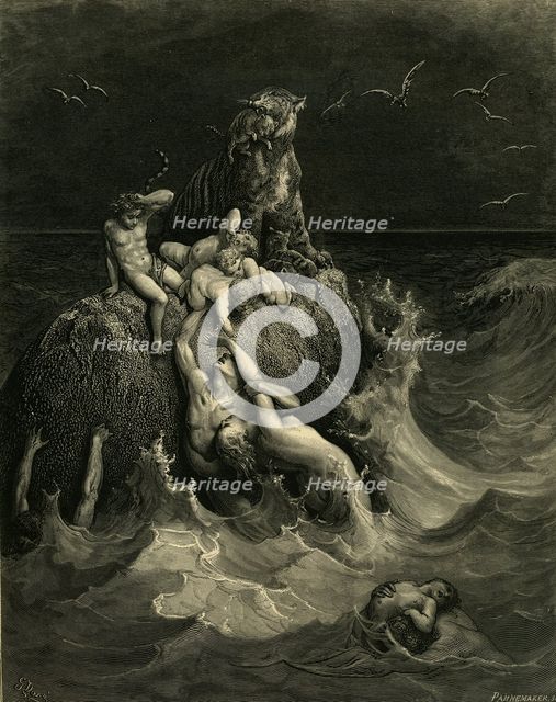 The Deluge (Frontispiece to the illustrated edition of the Bible), 1866. Artist: Doré, Gustave (1832-1883)