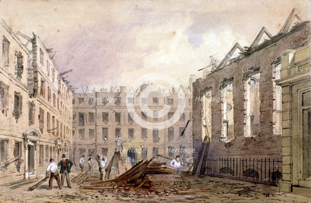 The demolition of Lyon's Inn, Westminster, London, 1862. Artist: William Henry Prior