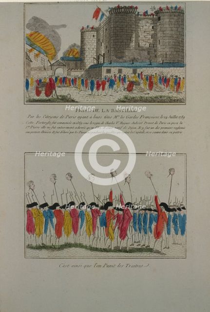The demolition of the Bastille, July 14, 1789, 1789. Artist: Anonymous  