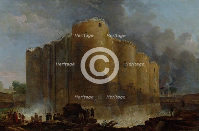 The demolition of the Bastille, July 14, 1789. Artist: Robert, Hubert (1733-1808)