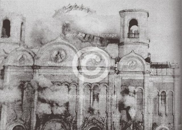 The Demolition of the Cathedral of Christ the Saviour in Moscow, 1931. Artist: Ilf, Ilya Arnoldovich (1897-1937)