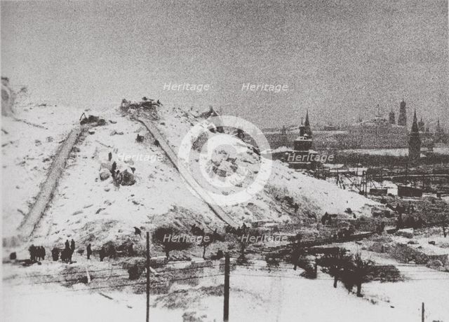 The Demolition of the Cathedral of Christ the Saviour in Moscow, 1931. Artist: Ilf, Ilya Arnoldovich (1897-1937)