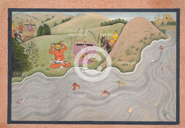 The Demon Marichi Tries to Dissuade Ravana... from a dispersed Ramayana series, ca. 1780. Creator: Unknown.