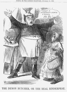 The Demon Butcher, or the Real Rinderpest 1865. Artist: John Tenniel