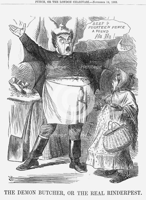 'The Demon Butcher, or the Real Rinderpest', 1865. Creator: John Tenniel.