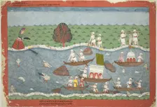 The Demon Sambar Throws the Infant Pradyumna into the River, from a copy of the Bhagavat..., c.1775. Creator: Unknown
