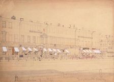 The Demidov Hotel at the Nevsky Prospekt in St. Petersburg, Mid of the 19th century. Artist: Premazzi, Ludwig (Luigi) (1814-1891)