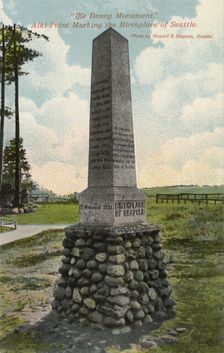 The Denny Monument, Alki Point Marking the Birthplace of Seattle Washington, USA, 1911