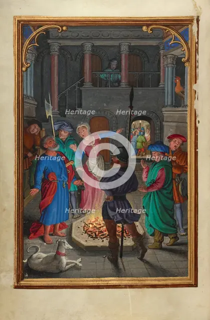 The Denial of Saint Peter; Prayer Book of Cardinal Albrecht of Brandenburg, about 1525-1530. Creator: Simon Bening.