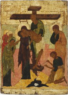 The Descent from the Cross, 16th century. Creator: Russian icon