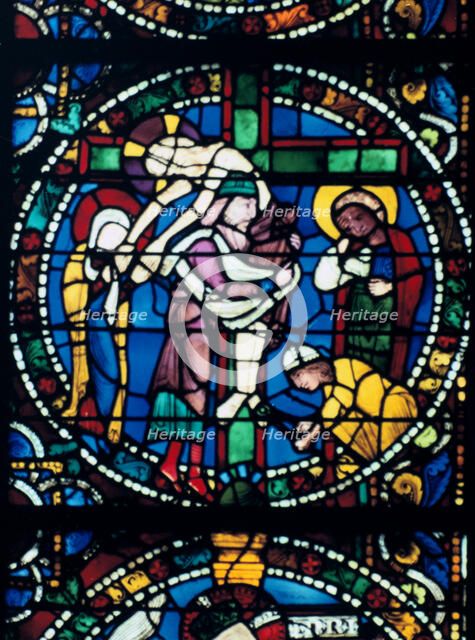 The Descent from the Cross, stained glass, Chartres Cathedral, France, 1194-1260. Artist: Unknown
