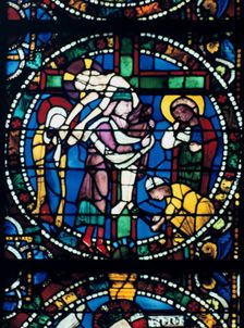 The Descent from the Cross, stained glass, Chartres Cathedral, France, 1194-1260