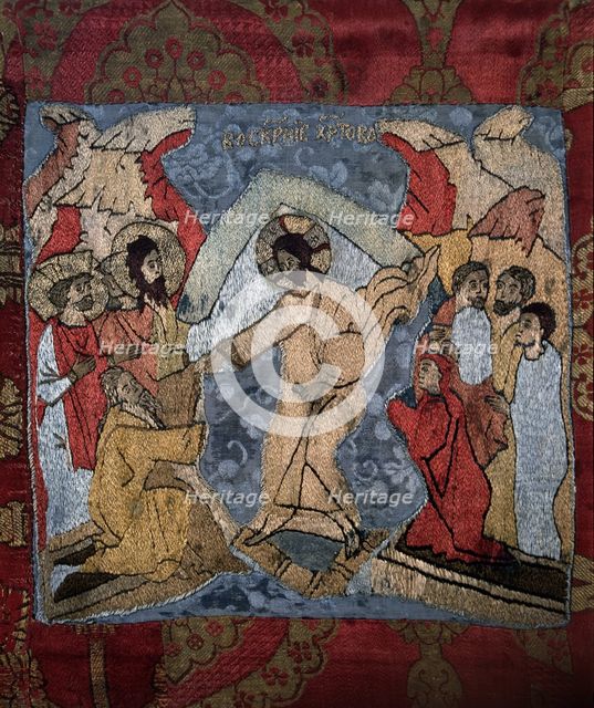 The Descent into Hell (Detail of a shroud), 15th century. Artist: Russian master  