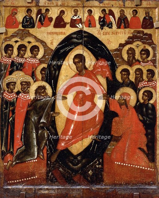 The Descent into Hell with Deesis and Selected Saints, End of 14th cen.. Artist: Russian icon  