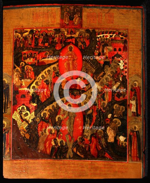The Descent into Hell, with Selected Saints, End of 17th cen.. Artist: Russian icon  