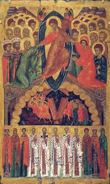 The Descent into Hell, with Selected Saints, late 15th century. Creator: Russian icon