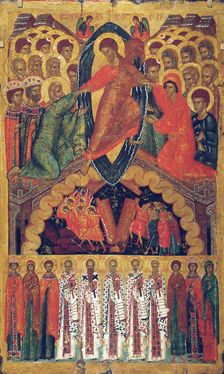 The Descent into Hell, with Selected Saints, late 15th century. Creator: Russian icon