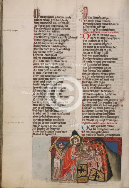 The Descent into Limbo; Weltchronik, about 1400-1410. Creator: Unknown.