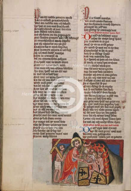 The Descent into Limbo; Weltchronik, about 1400-1410. Creator: Unknown.