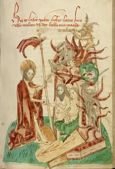 The Descent into Limbo; Barlaam und Josaphat, 1469. Creators: Hans Schilling, Diebolt Lauber