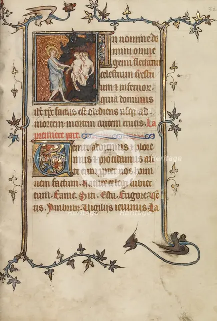 The Descent into Limbo; Bute Psalter, text and illumination about 1330. Creator: Atelier of the Passion Master.