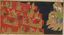 The descent of Muhammad into the Netherworld. From Miraj Nameh, 1436. Creator: Anonymous