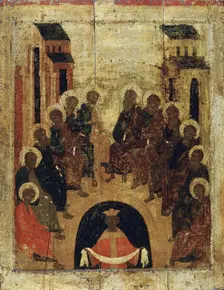 The Descent of the Holy Spirit on the Apostles, c1410. Creator: Russian icon