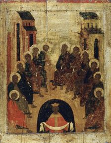 The Descent of the Holy Spirit on the Apostles, c1410. Creator: Russian icon