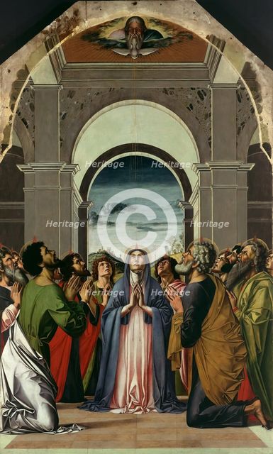 The Descent of the Holy Spirit. Central Panel of Polyptich of the Pentecost, ca 1475. Artist: Vivarini, Alvise (ca. 1446-ca. 1505)