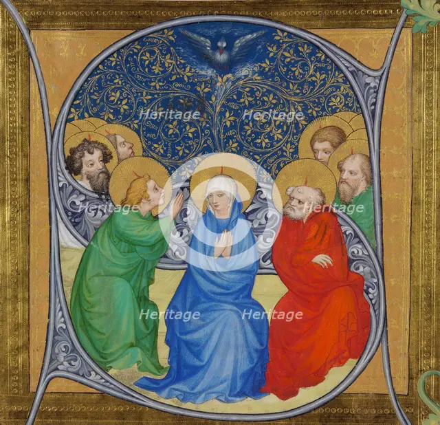 The descent of the Holy Spirit (Pentecost), 1415. Artist: Bohemian Master (active 1410-1420)