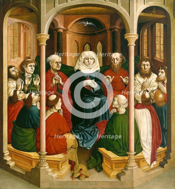 The descent of the Holy Spirit (Pentecost). The Wings of the Wurzach Altar, 1437. Artist: Multscher, Hans (c. 1400-1467)