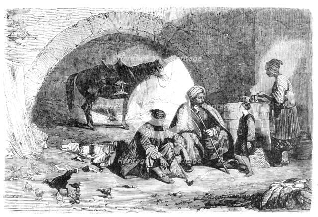 The Desert Route - Khan near Nahar-el-Kelb, the Ancient Lycus, three leagues from Beyrout, 1857. Creator: Unknown.