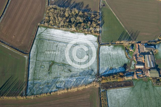 The deserted medieval village of Coates showing as earthworks highlighted by snow, Coates..., 2024. Creator: Robyn Andrews.