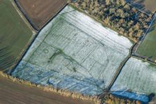 The deserted medieval village of Coates showing as earthworks highlighted by snow, Coates..., 2024 Creator: Damian Grady
