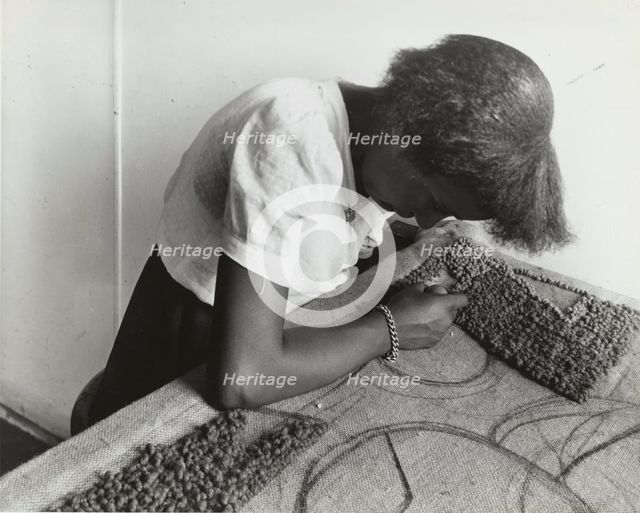 The design and execution of a hooked rug, as taught by the Art Teaching Division of the..., 1940. Creator: Unknown.