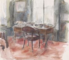 The desk in Mr. S. van Houten's study, in the house at Riouwstraat 6, in The Hague, 1872-1950. Creator: Barbara Elisabeth van Houten