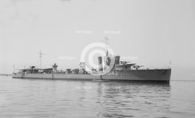 The destroyer 'HMS Windsor' at anchor, 1929. Creator: Kirk & Sons of Cowes.