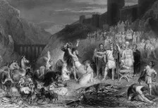 The destruction of Achan and his children in the valley of Achor 19th century. Creator: R Staines