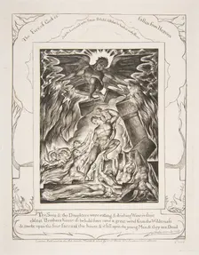 The Destruction of Job's Sons, from Illustrations of the Book of Job, 1825-26. Creator: William Blake