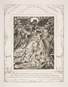 The Destruction of Job's Sons, from Illustrations of the Book of Job, 1825-26. Creator: William Blake