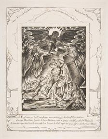 The Destruction of Job's Sons, from Illustrations of the Book of Job, 1825-26. Creator: William Blake