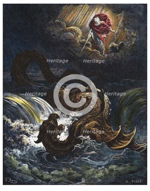 The Destruction of Leviathan (after Gustave Doré), 1866. Creator: Pisan, Héliodore (1822-1890).