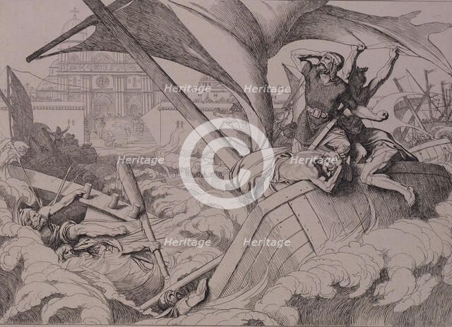 The destruction of the Rus fleet  at Constantinople, 1832.