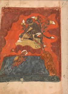 The Deposed Monkey King Drops Figs for the Tortoise and the Two Become Friends..., 18th century. Creator: Unknown