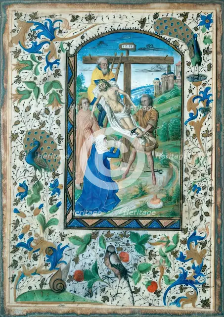 The Deposition - One of four Illuminated pages from a Book of Hours, c1430-1450. Creator: Unknown.
