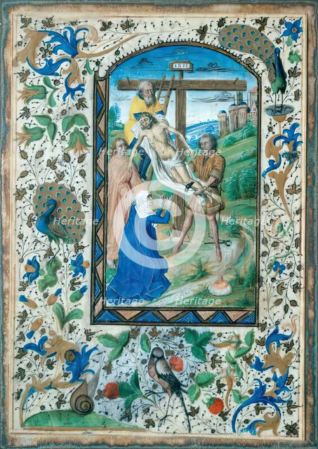 The Deposition - One of four Illuminated pages from a Book of Hours, c1430-1450. Creator: Unknown.