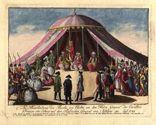 The deposition of the Pasha of Khotyn by the Prince Josias of Saxe-Coburg and General..., Sept 1788. Creator: Loeschenkohl, Johann Hieronymus (1753-1807)